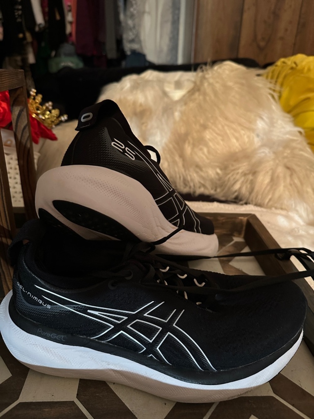 ASICS Black Athletic Running Shoes with White Midsole